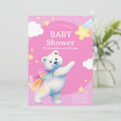 Zarah the Dancing Polar Bear Baby Shower Einladung (Stehend Vorderseite)