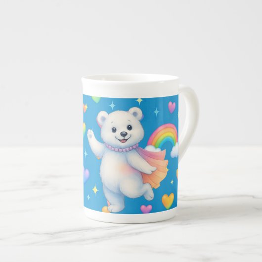 Zarah the Dancing Polar Bear Custom Party Cups Porzellantasse (Vorderseite Rechts)