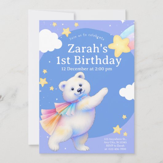 Zarah the Dancing Polar Bear Invitation Einladung (Vorderseite)