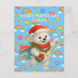 Zarah the Dancing Polar Bear — Kids’ Christmas  Postkarte