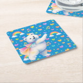 Zarah the Dancing Polar Bear • Paper Coasters Rechteckiger Pappuntersetzer (angewinkelt)