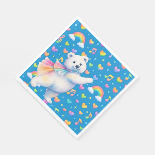 Zarah the Dancing Polar Bear • Paper Party Napkins Serviette (Ecke)