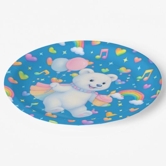 Zarah the Dancing Polar Bear • Paper Party Plates Pappteller (Schrägansicht)