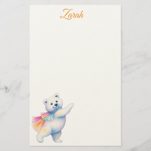 Zarah the Dancing Polar Bear | Personalized Briefpapier (Vorderseite)