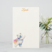 Zarah the Dancing Polar Bear | Personalized Briefpapier (Stehend Vorderseite)
