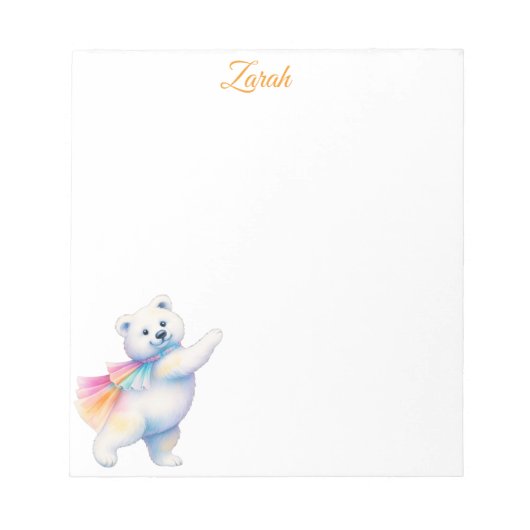 Zarah the Dancing Polar Bear | Personalized Notizblock (Vorderseite)