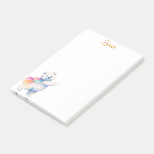 Zarah the Dancing Polar Bear | Personalized Post-it Klebezettel (angewinkelt)