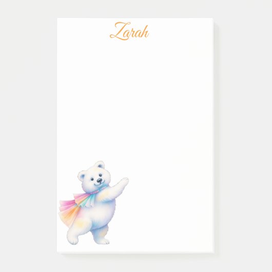 Zarah the Dancing Polar Bear | Personalized Post-it Klebezettel (Vorderseite)