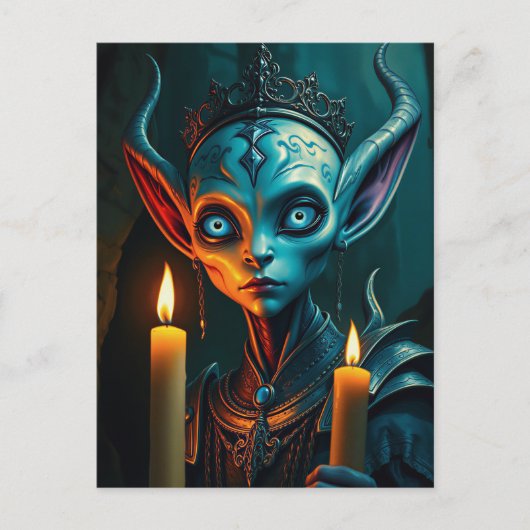 Zarathos der Flammenritualist Dark Fantasy Elf Postkarte (Vorderseite)