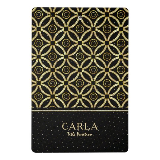 Zarge goldene Textur auf schwarzem gGeometrischem  Mini Klemmbrett (Rückseite)