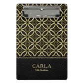 Zarge goldene Textur auf schwarzem gGeometrischem  Mini Klemmbrett (Vorderseite)