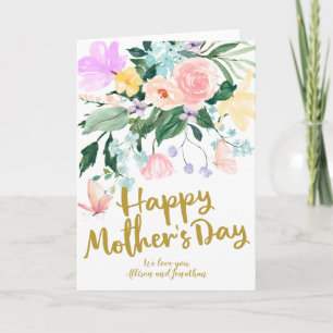 Zarte Aquarell-Blumen-Muttertags-Karte Karte