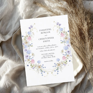 Zarte Aquarell-Frühlings-Boho-Wildblumen Einladung