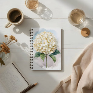 Zarte Aquarell Weiße Hortensienblüte Notizblock