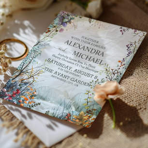 Zarte Aquarell-Wildblumen-Hochzeit Einladung