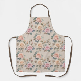 Zarte Aquarellrosen in sanften Pastellfarben  Schürze
