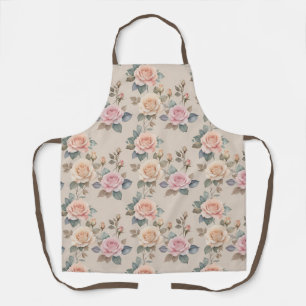 Zarte Aquarellrosen in sanften Pastellfarben  Schürze