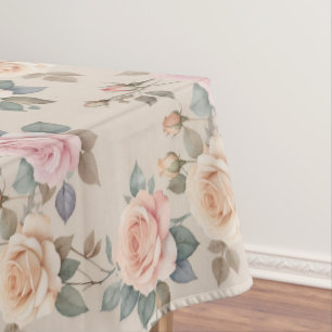 Zarte Aquarellrosen in sanften Pastellfarben Tischdecke