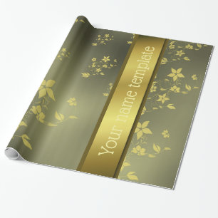 Zarte asiatische Blumen Name Vorlagpapier Geschenkpapier