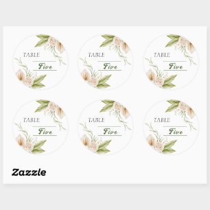 Zarte Beige-Aquarell-Tischnummer Runder Aufkleber
