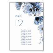 Zarte Blaue Blumen Hochzeit Tischnummer (Rückseite)