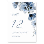 Zarte Blaue Blumen Hochzeit Tischnummer (Rückseite)