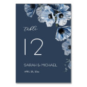 Zarte Blaue Blumen Hochzeit Tischnummer (Rückseite)