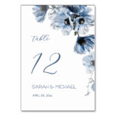 Zarte Blaue Blumen Hochzeit Tischnummer (Rückseite)