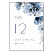 Zarte blaue Blumen Hochzeit Tischnummer (Rückseite)