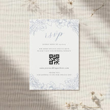 Zarte blaue Blumen Hochzeits-QR-Code-RSVP