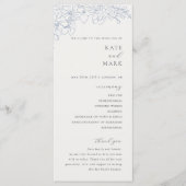 Zarte Blaue Florale Hochzeit Programm (Vorderseite)