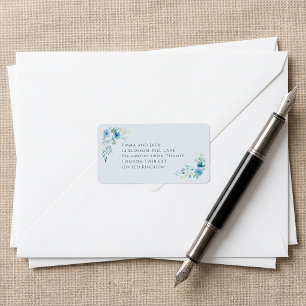 Zarte blaue florale Hochzeitsadresse Rückkehr Adressaufkleber