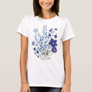 Zarte Blaue Wildblumen-Botanik-Skizze Damen  T-Shirt