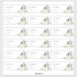 Zarte Bloom Blush Rosen Gäste-Adressetiketten Aufkleber