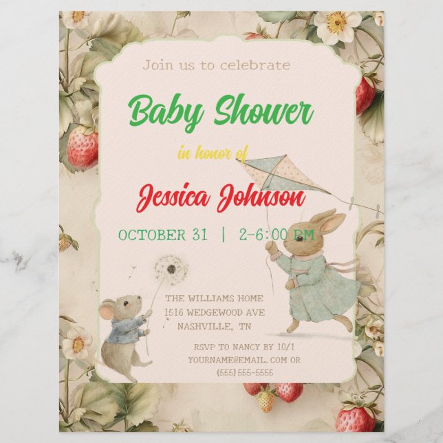 zarte Blume und Blätter im chinesischen Stil Invit (Vorderseite)