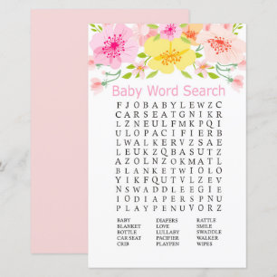 Zarte Blumen Baby Shower Wortsuchspiel