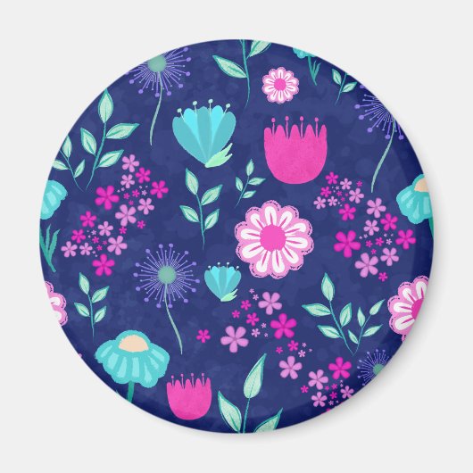 Zarte Blumen und botanische Details Magnet (Vorne)