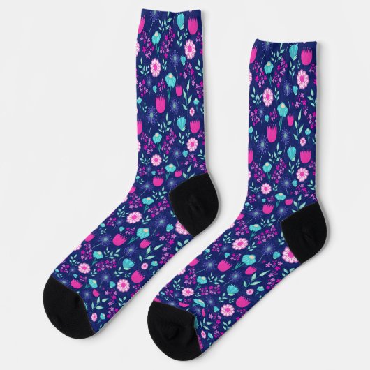 Zarte Blumen und botanische Details Socken (Linkes Detail)