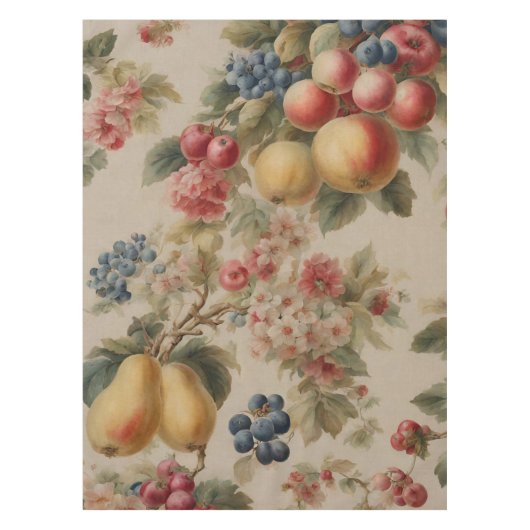 Zarte Blumen und französische Früchte. Gemalter St Tischdecke (Vorderseite)
