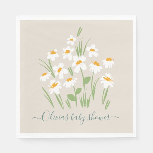 zarte, blumengeschmückte und schöne Babydusche in  Serviette (Vorderseite)