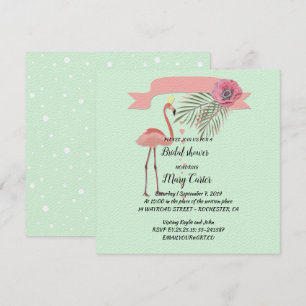 Zarte Blumengirlande, rosa Flamingos, Einladung