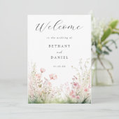 Zarte Blumige Hochzeit Programm (Stehend Vorderseite)