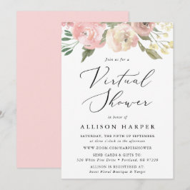 Zarte Blüten Florale virtuelle Babyparty Einladung