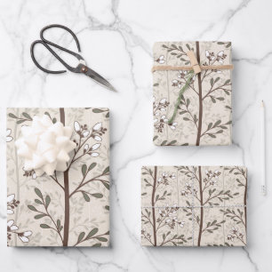 Zarte Blütenknospen blühen Sanfte elegante Blüten Geschenkpapier Set