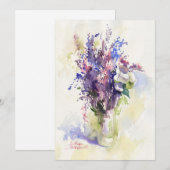 Zarte Blütenkomposition – Handbemalt Einladung (Vorne/Hinten)