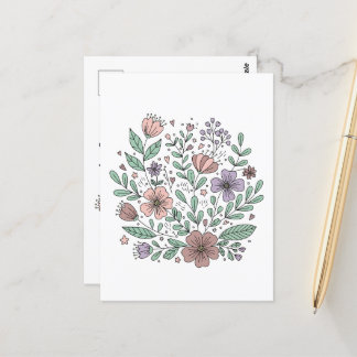 Zarte Boho-Blumenkarte Postkarte
