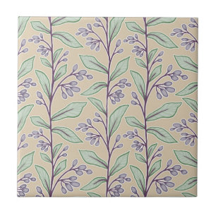 Zarte Botanische Träumerei M8 Große Pflanzen Lila Fliese