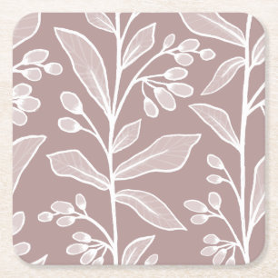 Zarte Botanische Träumerei XL Laub Antique Blush Rechteckiger Pappuntersetzer