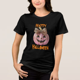 Zarte Coquette Modernes Halloween Kürbis Tri-Blend Shirt