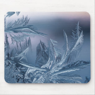 Zarte Eiskristalle auf Glas Textur Foto Mousepad